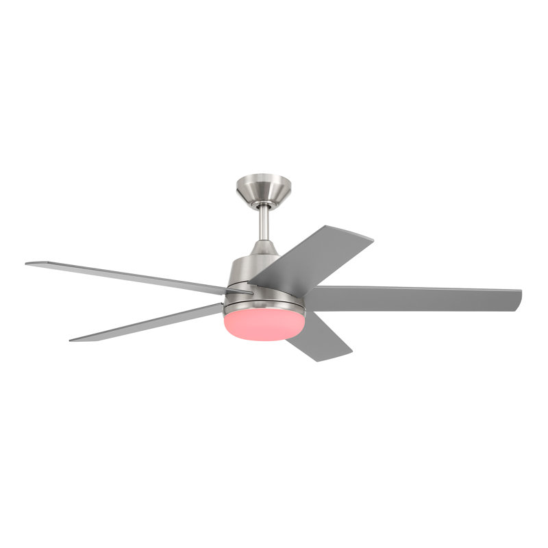 Ventilateur de plafond 52 po avec lumières DEL Purab, Argent / gris