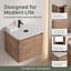 Meuble-lavabo mural simple flottant 24 po avec dalle de comptoir, base de meuble-lavabo moderne en contreplaqué incurvé en chêne naturel (lavabo non inclus)