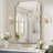 Rectangular Bathroom Vanity Mirror with Scalloped Corners – Stainless Steel Frame-1408244797-1408244798