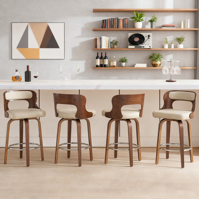 Tabourets de bar pivotants en similicuir, 4, Gris foncé