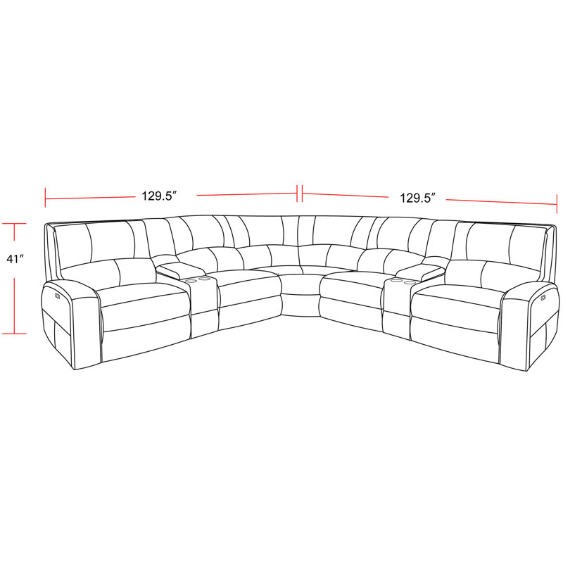 Mikey 7 Piece Modular Power Reclining Sectional With Power Adjustable Headrests, Twilight