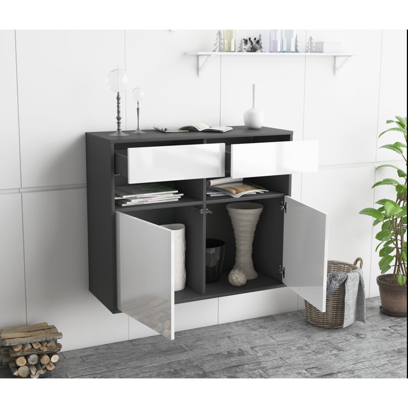 Anglers Park 92cm Sideboard, Anthracite/High Gloss White