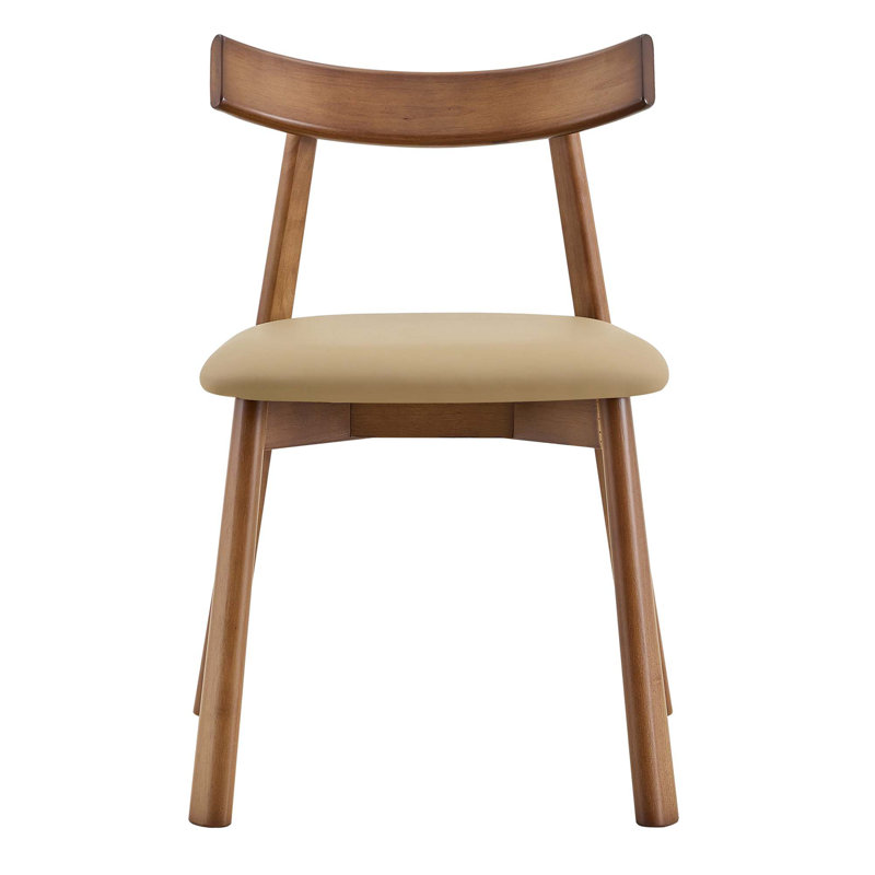 Chaises de salle à manger en bois massif avec dossiers courbés et coussins en polyuréthane, Khaki