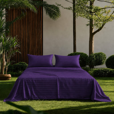 Luxury 4-Piece Twin Size Sheet Set, Soft, Cooling 16 Inch Deep Pocket Sheets, Breathable Bedding, Purple