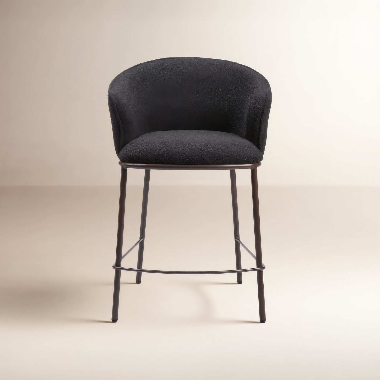 Essen Upholstered Counter Stool, Counter Stool (25.6" Seat Height), Black, Bronze