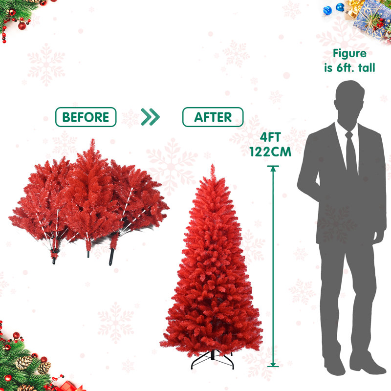 Arbre de Noël artificiel rouge, 4'