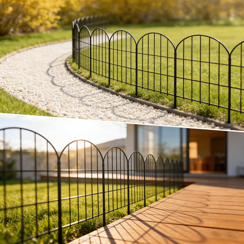 61cm H Decorative Black Garden Fence, No-Dig Metal Border for Flower Beds, Yard Edging and Light Pet Barrier, 10 Panels