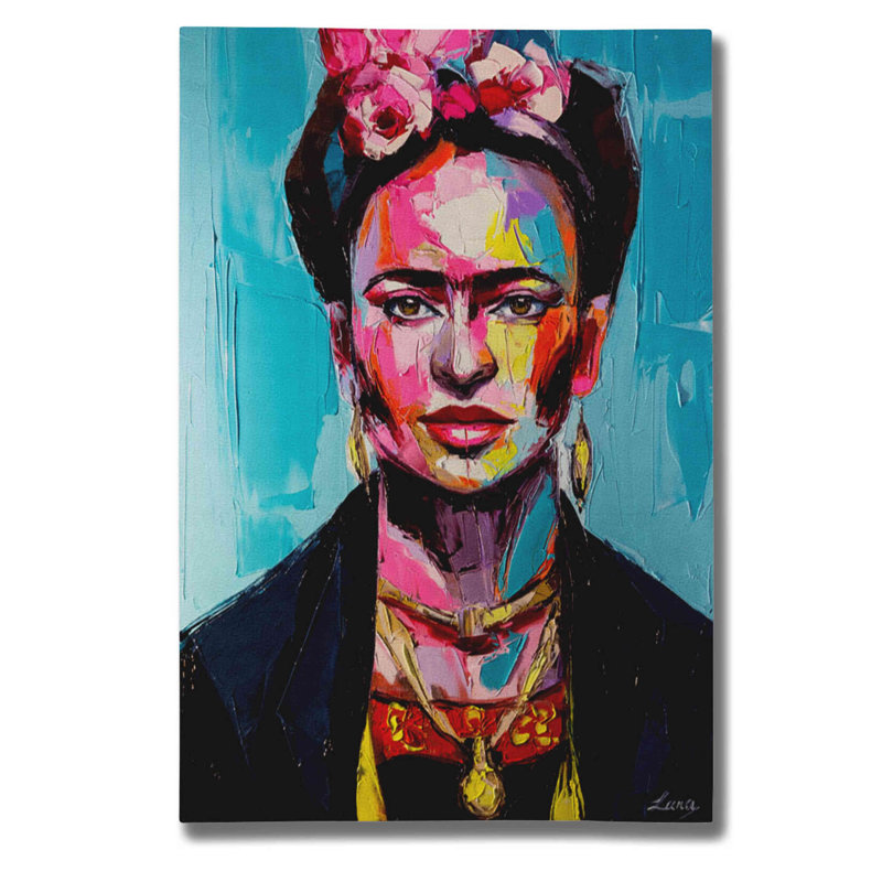 Frida - peinture sur toile tendue, H 18 po x l 12 po x P 0,75 po