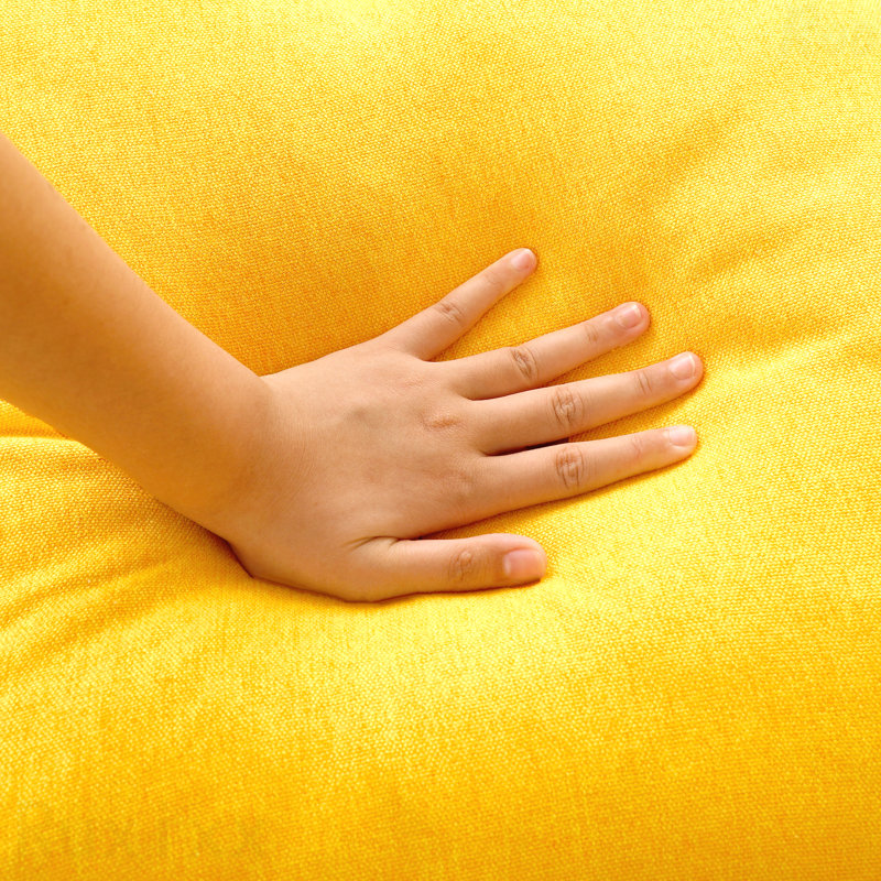 Canapé modulaire à méridienne réversible en L - Tissu en coton et lin, avec rangement, Jaune