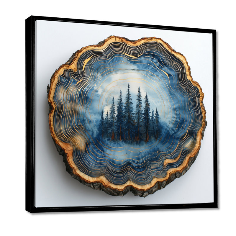 Forêt bleue de Gerçon, collage de diapositive en bois I - forêt, art mural, H 16 po x l 16 po, Impression encadrée flottante