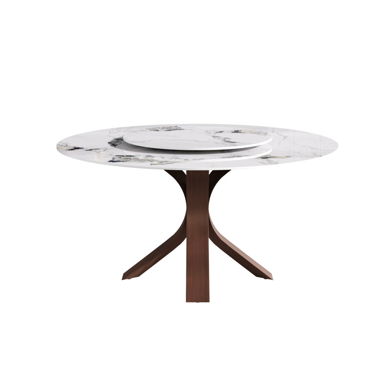 Table de salle à manger Modern Modern, H 29,53 po x L 59,05 po x l 59,05 po, Encre, Brun