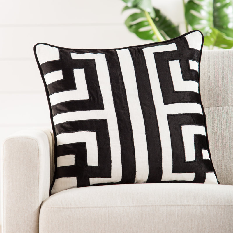 Housse de coussin en lin Cosmic, Noir / beige