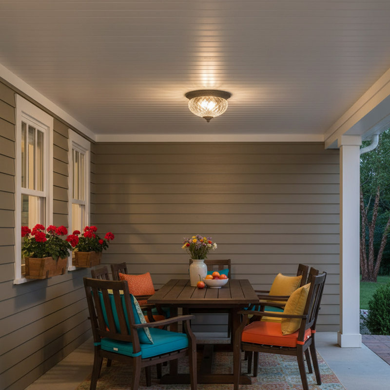 Plantation 2-Light Aluminum Outdoor Flush Mount Ceiling Light