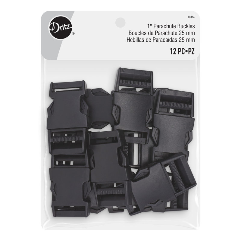 Dritz 1" Parachute Buckles, 12 Count, Black