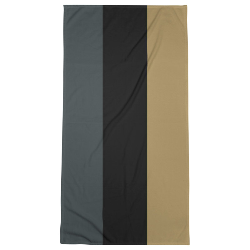 Lightweight Beach Towel, Poly/Cotton, Steel Gray/Black/Gold