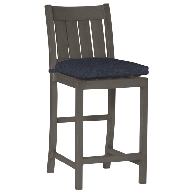 Tabouret de comptoir d'extérieur club 24 po, Pas de soudure, Lin marine, Gris ardoise