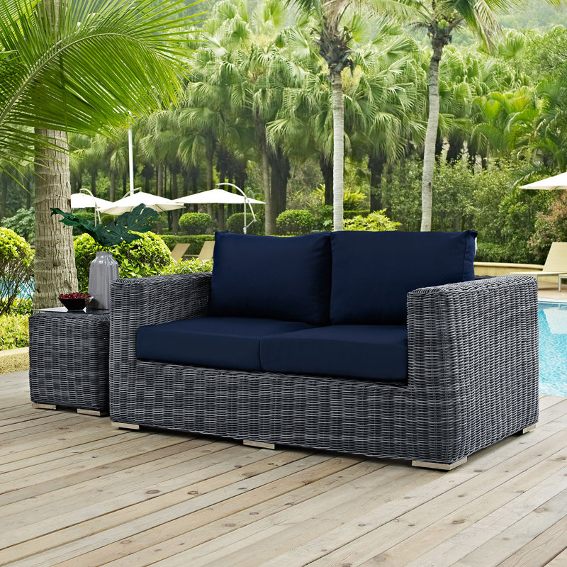 Causeuse d'extérieur Modway, Toile bleu marine Sunbrella®