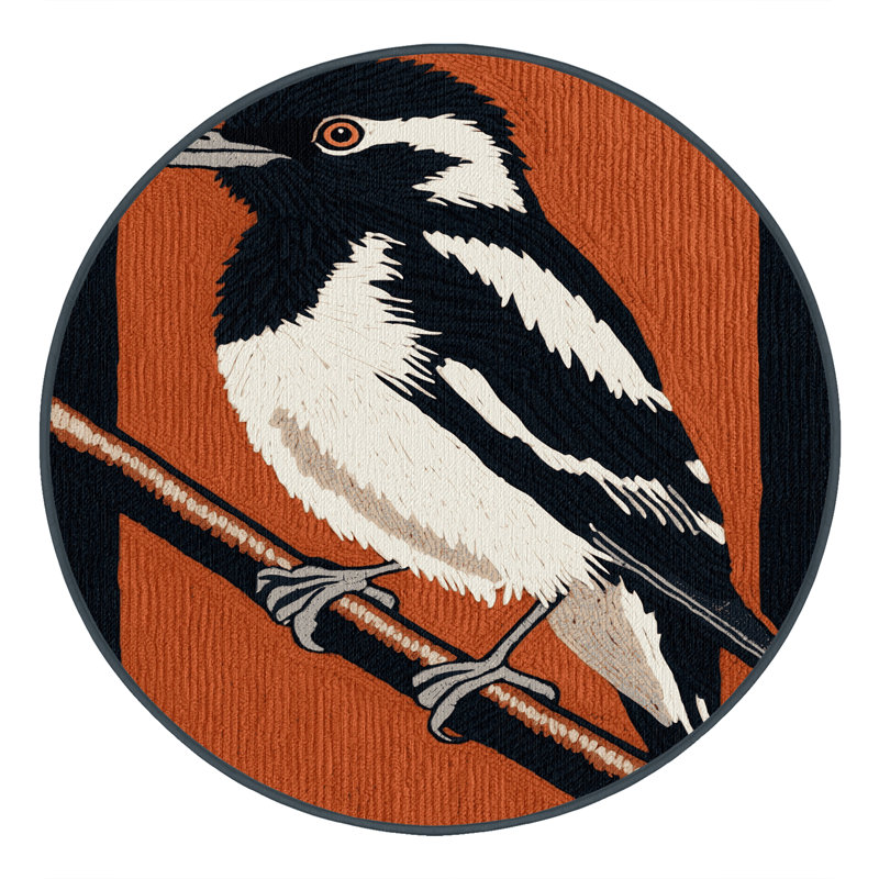  Tapis lavable à motif d'oiseaux mouchetés, Rond 3 pi