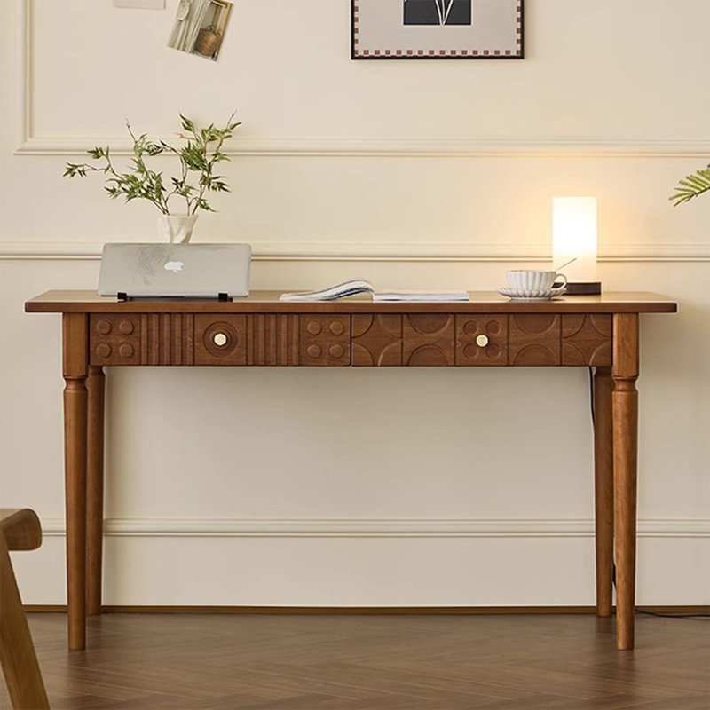 Bureau rectangulaire en bois massif avec tiroirs Walnut, H 29,53 po x l 47,24 po x P 23,62 po