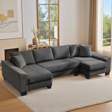 Latitude Run® 114" Pull Out Sleeper Sectional Sofa,U Shaped Sofa, Convertible Oversize 2 in 1 Sleeper Sofa