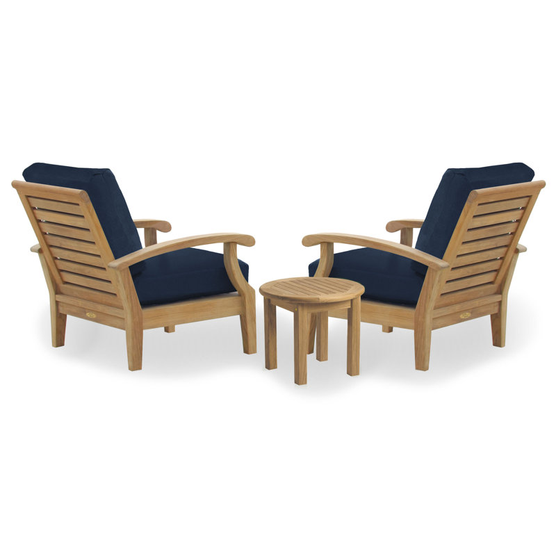 Cayman Kimonie Deep Seating Outdoor Patio Chair with Ottoman, Navy Sunbrella®, No