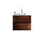 Wall Mount 24" Walnut Bathroom Vanity With Ceramic Sink With Three Faucet Holes