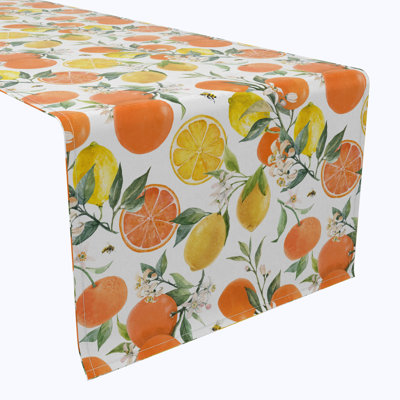Table Runner, 100% Cotton, Oranges & Lemons