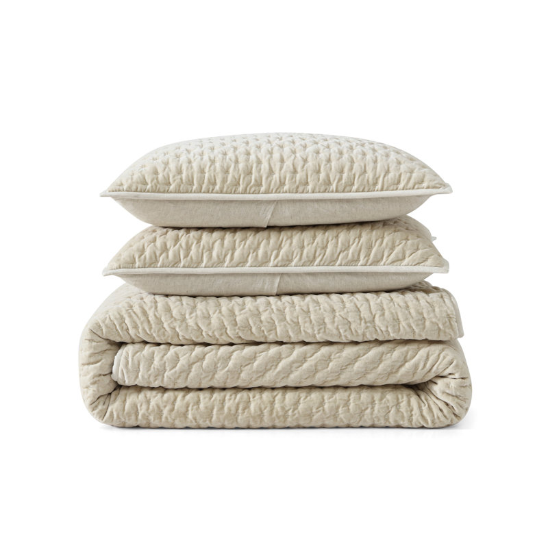DKNY Pure Velvet Quilt Set Birch, King Quilt + 2 Pillow Shams