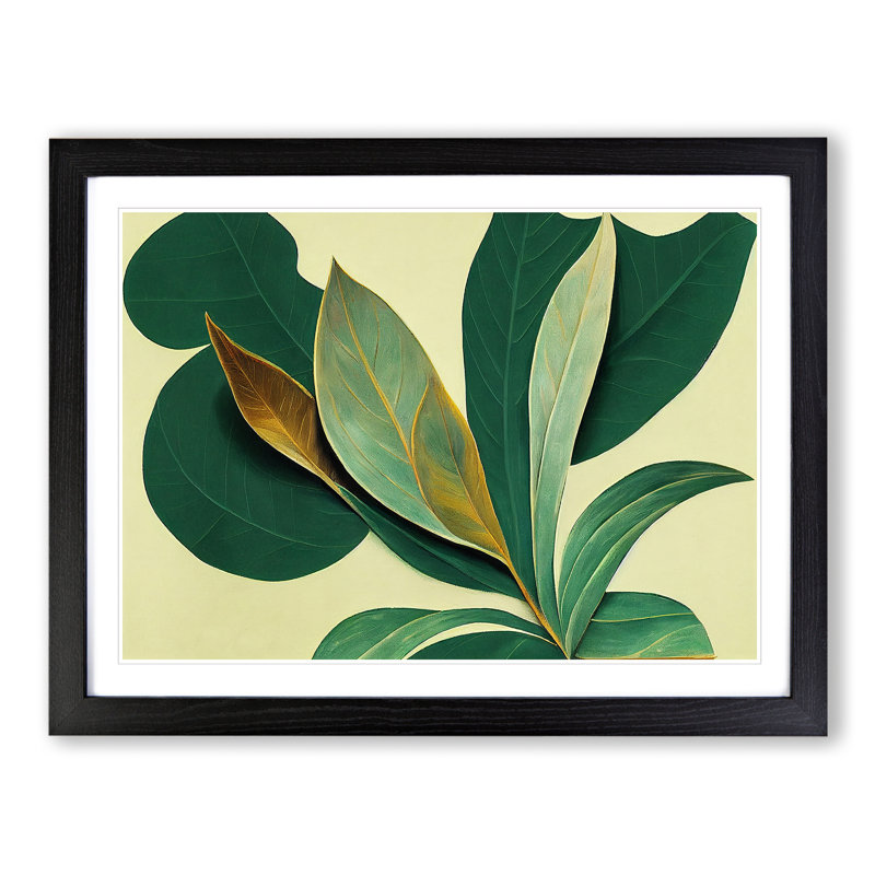 XH1022-7163X Pretty Leaves Vol.1 - Single Picture Frame Print, 46cm H x 64cm W, black