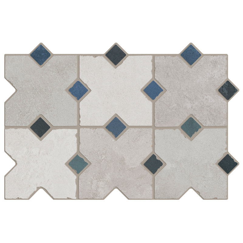 Carreau de porcelaine pour plancher et mur 15-3 / 4 po x 23-5 / 8 po Ruanes, Gris te bleu