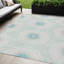 Tapis intérieur / extérieur 5 pi x 8 pi bleu sarcelle à motif floral beige et ivoire lavable