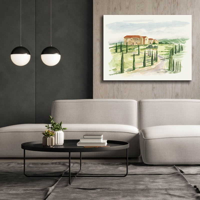 «Watercolor Tuscan Villa I» par Ethan Harper, art mural sur toile, H 40 po x l 54 po x P 1,5 po