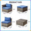Ensemble de canapé de patio bleu et gris avec coussins - salon d'extérieur en rotin et fer PE toutes saisons