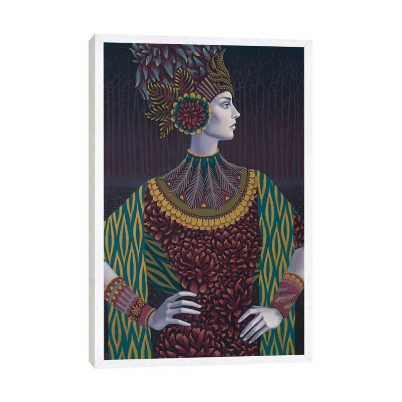 Devana by Vasilisa Romanenko - Painting on Canvas, 66.04cm H x 45.72cm W x 3.81cm D, White Framed
