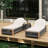 Outdoor Poolside Rope Chaise With Beige Cushions, Low - Maintenance Features, And Stable Surface Lounge Look Wood, Compact Side Table