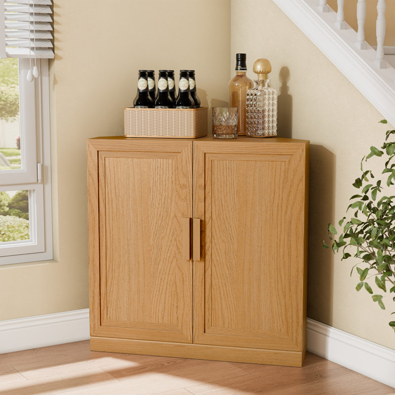 31" H X 31" L Bar Wine Cabinet Farmhouse Storage Cabinet Corner Accent Cabinet with Adjustable Shelves for Living Room and Kitchen