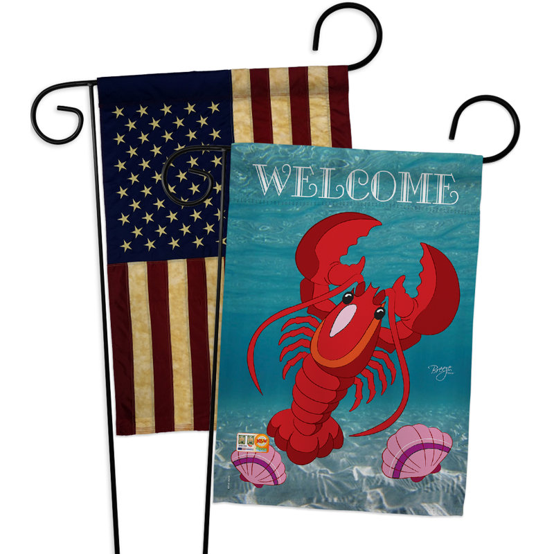 Ensemble de drapeau de jardin à 2 faces h 18,5 po x l 13 po lobster