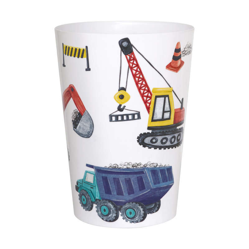 White Plastic Construction Site Themed Wastebasket