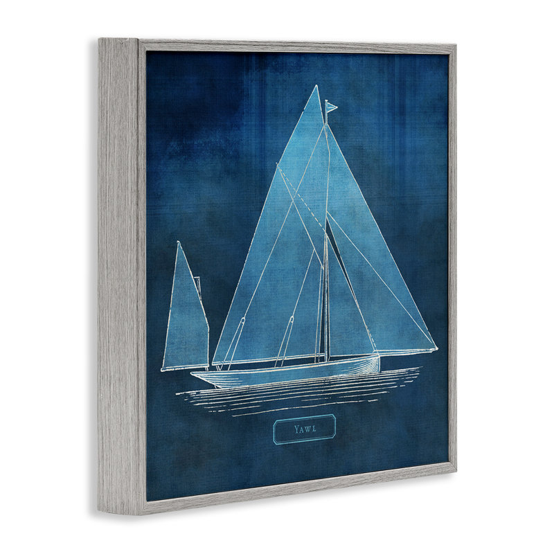 Voilier maritime Yawl, estampe numérique encadrée, design par Susan Arnot, H 12 po x l 12 po, Estampe numérique Farmhouse