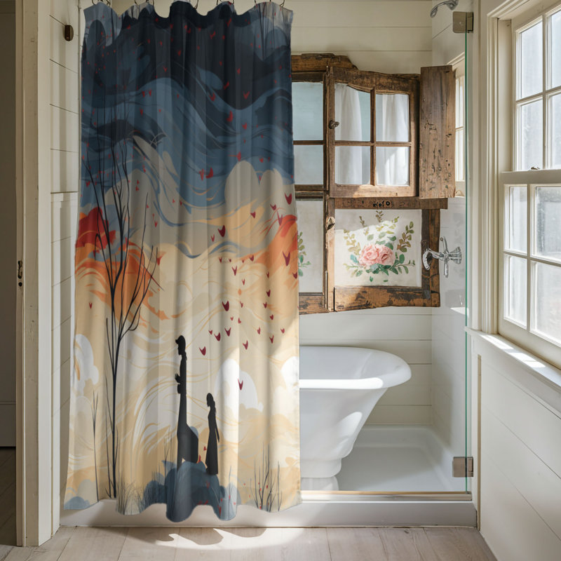 Love Patterns - Rideau de douche Premium, H 74 po x l 71 po