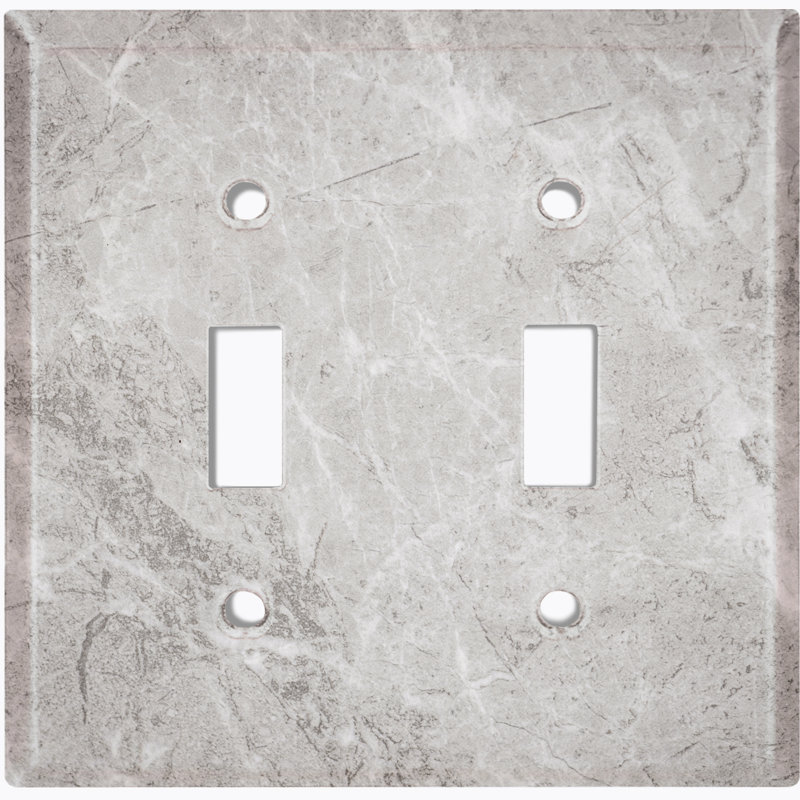 Patterned 2 - Gang Toggle Light Switch Standard Wall Plate, Dark Gray/White