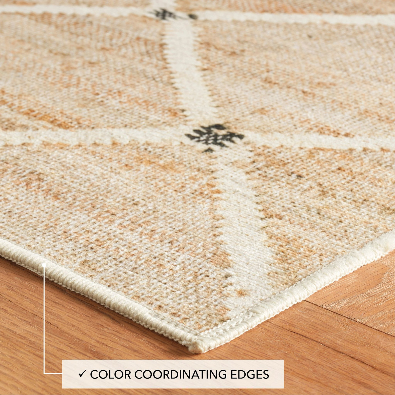 Kali Natural Machine Printed Washable Rug, Rectangle 2' x 3'