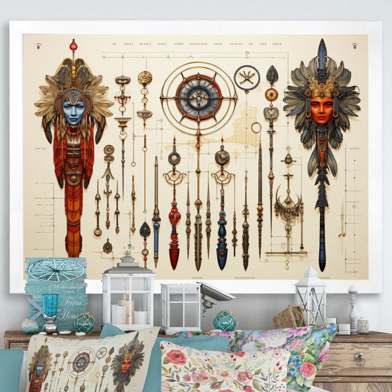 «African Sacred Symbols I» sur toile, H 34 po x l 44 po, Cadre photo noir