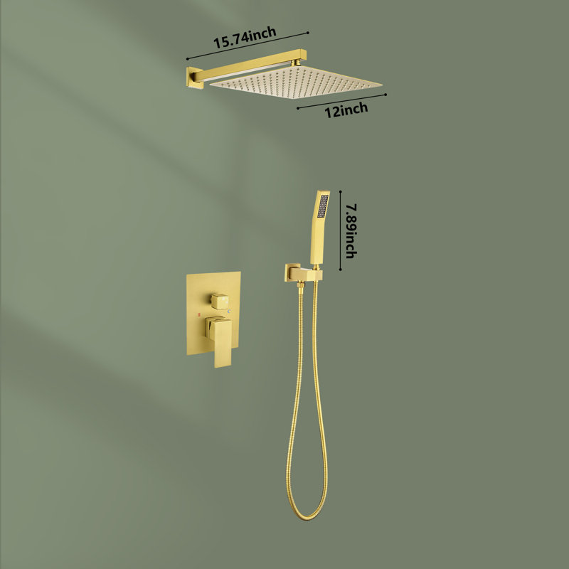 Système de douche complet avec valve brute, Or brossé