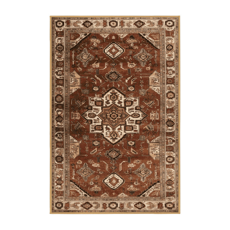 Tapis brun lavable à la machine, Rectangle 8 pi x 10 pi