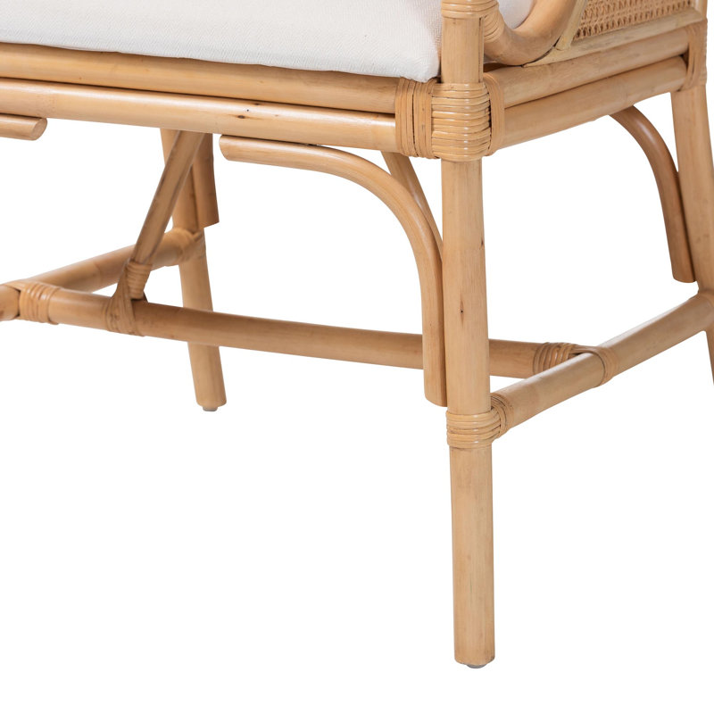 Fauteuil en rotin naturel mat avec siège rembourré Baxton Studio