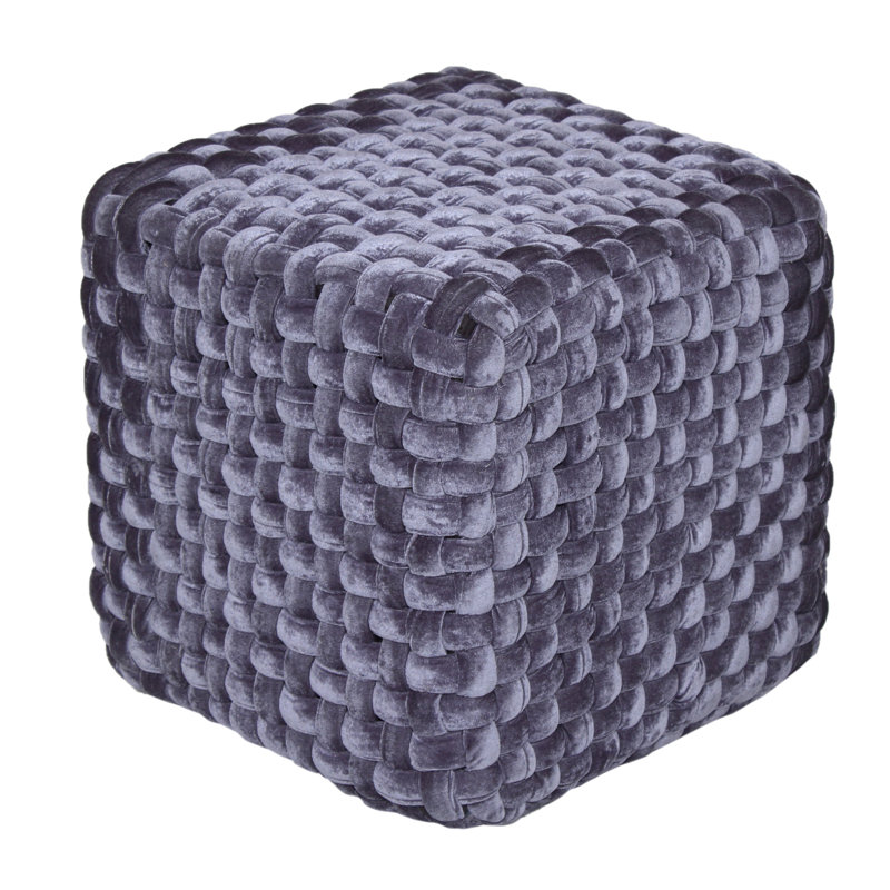 Tripolia 40cm Wide Square Solid Colour Cube Ottoman, Grey