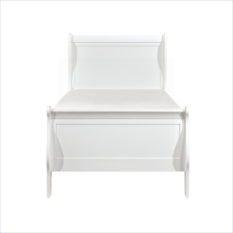 Classic Louis Philippe Style Twin Size Solid Wood Bed Frame, Traditional Silhouette Classic White for Bedroom