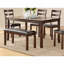 6 pièces-Ensemble de salle à manger de style classique, table rectangulaire, 4 chaises d'appoint et banc, meubles de salle à manger, panneau de fibres à densité moyenne, bois d'hévéa