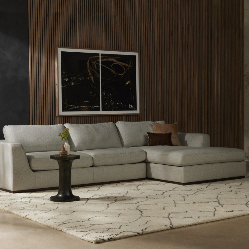 Colt Modular Chaise Sectional, Right Hand Facing, Aldred Silver Polyester Blend